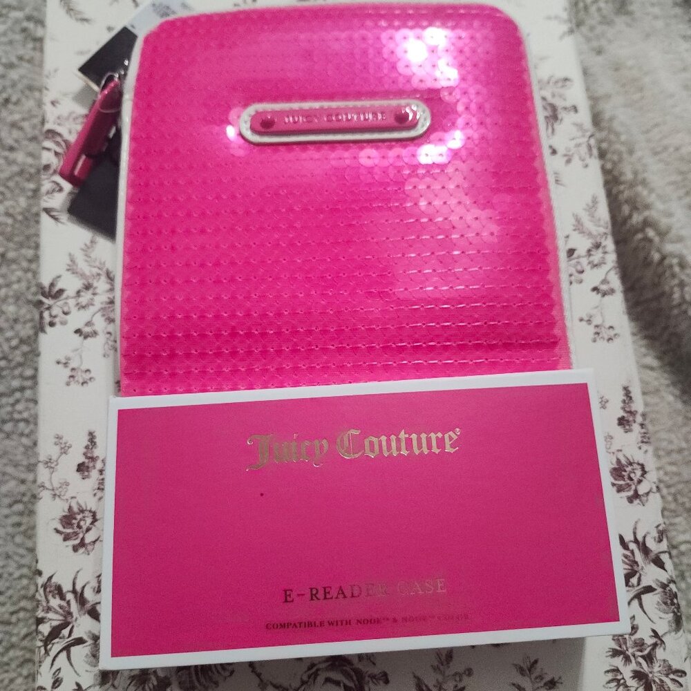 Juicy Couture Barbie Pink Sequins Zip E-Reader Case Holder Bag